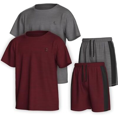 Essenclo Pojkar Kläder Set Tagless Loose Athletic Performance Crew Neck T-shirt och korta kläder Storlek 3-16 (4 delar), Set-2, 3-4 Essenclo Pojkar Kläder Set Tagless Loose Athletic Performance Crew Neck T-shirt och korta kläder Storlek 3-16 (4 delar), Set-2, 3-4
