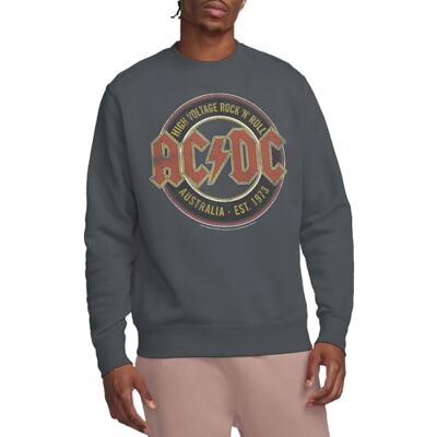 AC/DC ACDC Est. '73 Crew Sweatshirt, Träkol, Liten, Träkol, S AC/DC ACDC Est. '73 Crew Sweatshirt, Träkol, Liten, Träkol, S