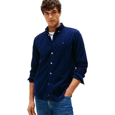 Tommy Hilfiger Herr Solid Corduroy RF-skjorta MW0MW40486 L/S skjorta, blå, 3XL, Blå (Imperial Navy), 3XL Tommy Hilfiger Herr Solid Corduroy RF-skjorta MW0MW40486 L/S skjorta, blå, 3XL, Blå (Imperial Navy), 3XL
