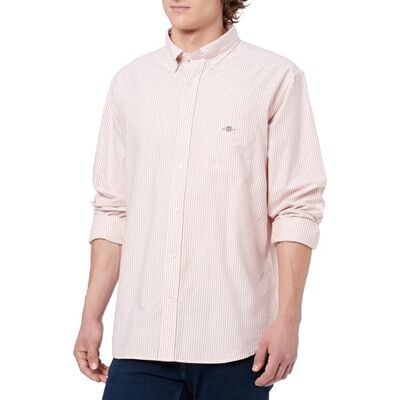 GANT Reg Classic Oxford randig skjorta för män, Orange brons, XXL GANT Reg Classic Oxford randig skjorta för män, Orange brons, XXL