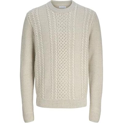 JACK & JONES Jjpaul stickad crew neck, Vit melange, XL JACK & JONES Jjpaul stickad crew neck, Vit melange, XL