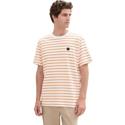 TOM TAILOR T-shirt för män, 36180 Orange vit rand, XL TOM TAILOR T-shirt för män, 36180 Orange vit rand, XL
