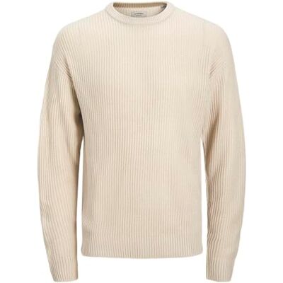 JJ REBEL Jreblogan Knit Crew Neck Sn, Moonbeam, XS JJ REBEL Jreblogan Knit Crew Neck Sn, Moonbeam, XS