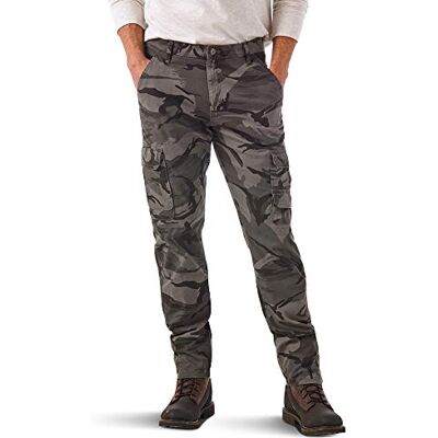 Wrangler Authentics Herr Regular Tapered Cargo Byxa, grå kamouflage, 29W X 30L Wrangler Authentics Herr Regular Tapered Cargo Byxa, grå kamouflage, 29W X 30L