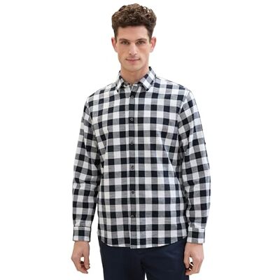 TOM TAILOR herrskjorta, 34637 – Navy Slub Vichy Check, XXL TOM TAILOR herrskjorta, 34637 – Navy Slub Vichy Check, XXL