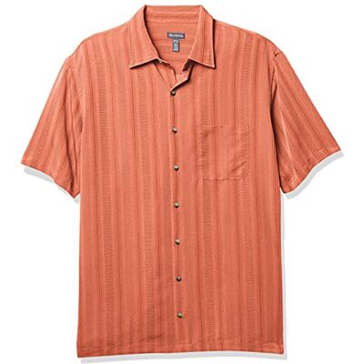 Van Heusen Herr stor och lång luft kortärmad knapp ner poly Rayon randig skjorta, Röd lada, L (Tall) (Stor) Van Heusen Herr stor och lång luft kortärmad knapp ner poly Rayon randig skjorta, Röd lada, L (Tall) (Stor)