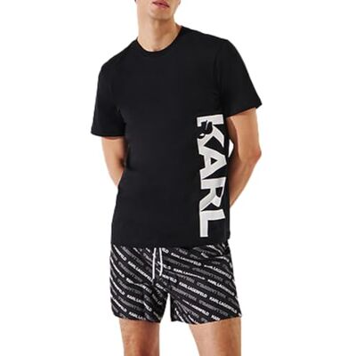 KARL LAGERFELD Karl Vertikal logotyp t-shirt män strandkläder topp svart XL, svart, XL KARL LAGERFELD Karl Vertikal logotyp t-shirt män strandkläder topp svart XL, svart, XL