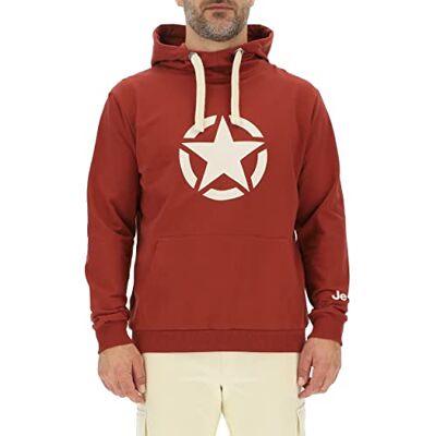 Jeep O102717-R760 J Stor Print Star Hoodie J23S Män Röd Ochre/Almond XL Jeep O102717-R760 J Stor Print Star Hoodie J23S Män Röd Ochre/Almond XL
