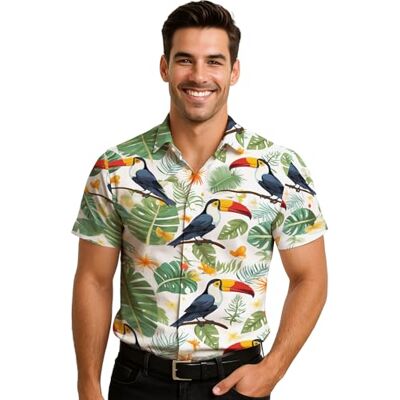 FIESTAS GUIRCA flerfärgad tukanskjorta (48–50/M) festkläder för män perfekt för sommarfirande, examen och Hawaiianska fester Kostymtillbehör för vuxna flerfärgad FIESTAS GUIRCA flerfärgad tukanskjorta (48–50/M) festkläder för män perfekt för sommarfirande, examen och Hawaiianska fester Kostymtillbehör för vuxna flerfärgad