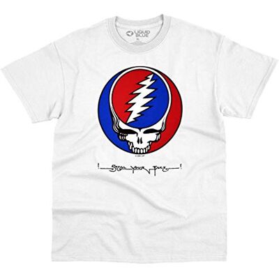 Liquid Blue Grateful Dead SYF Steal Your Face vit T-shirt, Vitt, L Liquid Blue Grateful Dead SYF Steal Your Face vit T-shirt, Vitt, L