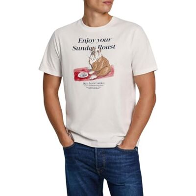 Pepe Jeans Axel t-shirt för män, Vitt, L Pepe Jeans Axel t-shirt för män, Vitt, L