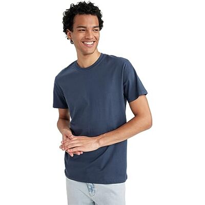 DeFacto Slim Fit Basic T-shirt för män – klassisk t-shirt för män, indigo, S DeFacto Slim Fit Basic T-shirt för män – klassisk t-shirt för män, indigo, S