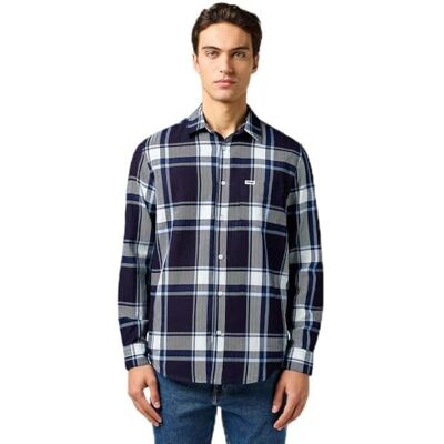Wrangler 1 PKT skjorta, Stor indigo pläd, L Wrangler 1 PKT skjorta, Stor indigo pläd, L