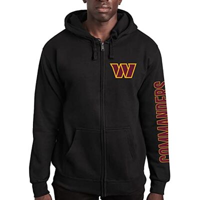 Junk Food unisex NFL MVP huvtröja med dragkedja, Washington Commanders Svart, XXL Junk Food unisex NFL MVP huvtröja med dragkedja, Washington Commanders Svart, XXL