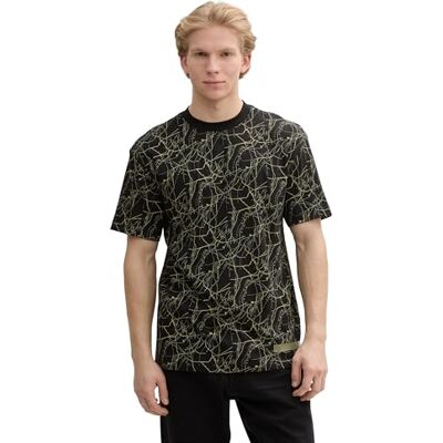 TOM TAILOR Denim T-shirt för män, 37539 – svart grön karta tryck, L TOM TAILOR Denim T-shirt för män, 37539 – svart grön karta tryck, L