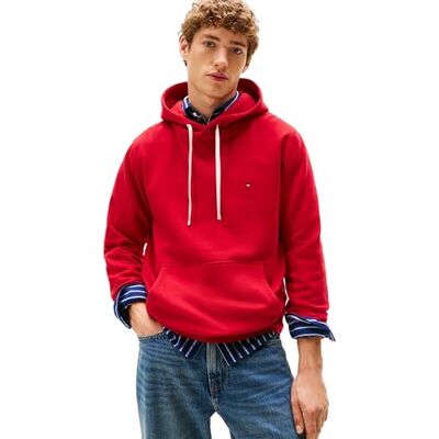 Tommy Hilfiger herr ESS SEASONAL FLEECE huvtröja MW0MW39997 pullover huvtröja, röd, XS, Röd (medium röd), XS Tommy Hilfiger herr ESS SEASONAL FLEECE huvtröja MW0MW39997 pullover huvtröja, röd, XS, Röd (medium röd), XS