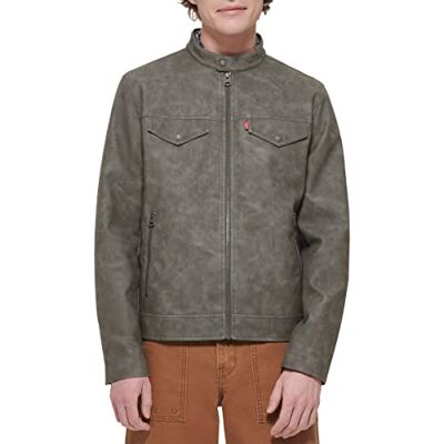 Levi's herr fuskläder trucker racerjacka, Ljusgrå Nubuck, L Levi's herr fuskläder trucker racerjacka, Ljusgrå Nubuck, L