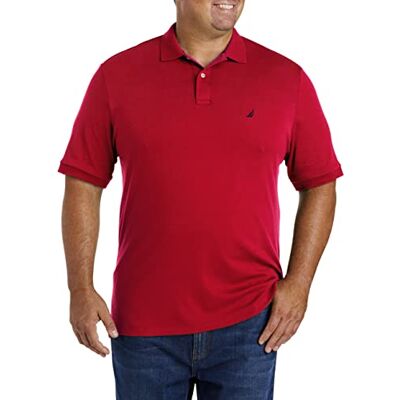 Nautica Klassisk passform kortärmad enfärgad mjuk bomull pikétröja, Röd, XXL Lång Nautica Klassisk passform kortärmad enfärgad mjuk bomull pikétröja, Röd, XXL Lång