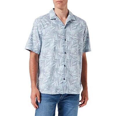 TOM TAILOR Herr Resort skjorta med tryck 1031054, 29637 Mint Navy Big Leaf Design, XS TOM TAILOR Herr Resort skjorta med tryck 1031054, 29637 Mint Navy Big Leaf Design, XS