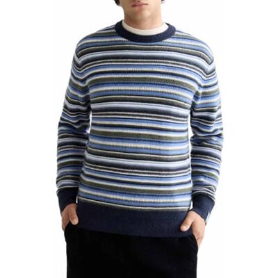 Scotch & Soda mäns mjuk stickad randig normal passform pullover tröja, Peacoat Multi Stripe 410, M Scotch & Soda mäns mjuk stickad randig normal passform pullover tröja, Peacoat Multi Stripe 410, M