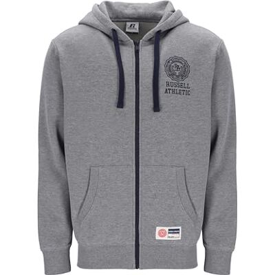 Russell Athletic A30402-CJ-090 ATH-Zip Through Hoody Herr Collegiate Hoodie Grå Marl L Russell Athletic A30402-CJ-090 ATH-Zip Through Hoody Herr Collegiate Hoodie Grå Marl L