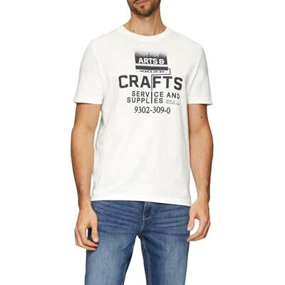 s.Oliver Bomulls-t-shirt med tryck fram och flamgarnstruktur, Vit, XXL s.Oliver Bomulls-t-shirt med tryck fram och flamgarnstruktur, Vit, XXL