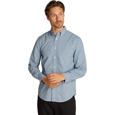 Tommy Hilfiger Herr Flex POPLIN Gingham RF-skjorta MW0MW37548 L/S skjorta, grön, S, Grön (Nouveau Grön/Multi), S Tommy Hilfiger Herr Flex POPLIN Gingham RF-skjorta MW0MW37548 L/S skjorta, grön, S, Grön (Nouveau Grön/Multi), S