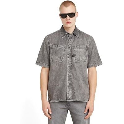 G-STAR Herr Slanted Double Pocket Regular Shirt, Grå (Sun Faded Graphite Grey D24602-d540-h162), XXL G-STAR Herr Slanted Double Pocket Regular Shirt, Grå (Sun Faded Graphite Grey D24602-d540-h162), XXL