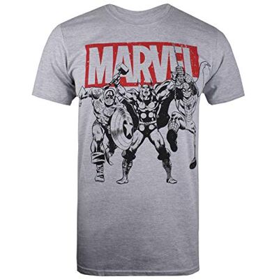 Marvel Trio Heroes T-shirt för män, Grå (gråmelerad sked, M Marvel Trio Heroes T-shirt för män, Grå (gråmelerad sked, M