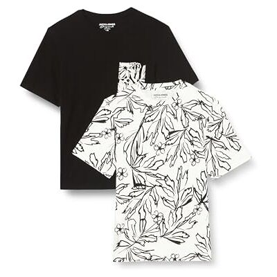 JACK & JONES Jorlafayette Mix Tee Ss Crew Neck 2Pk Mp, Vit, L JACK & JONES Jorlafayette Mix Tee Ss Crew Neck 2Pk Mp, Vit, L