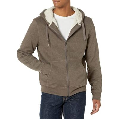 Amazon Essentials Men's Sherpa-fodrad fleecetröja med dragkedja, Mörkbrun, M Amazon Essentials Men's Sherpa-fodrad fleecetröja med dragkedja, Mörkbrun, M