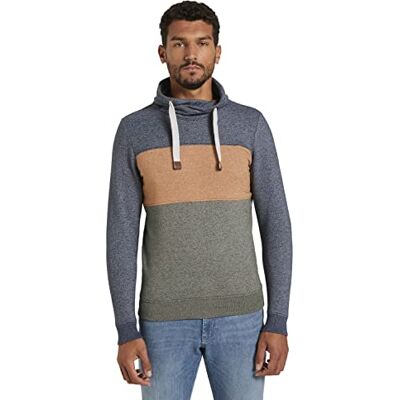TOM TAILOR Herr Melerad tröja med blockränder 1022213, 13050 Olive Night Green, S TOM TAILOR Herr Melerad tröja med blockränder 1022213, 13050 Olive Night Green, S