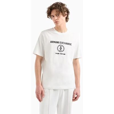 Giorgio Armani The Grid, Sustainable, broderad front logo T-shirt, Vit, XS Giorgio Armani The Grid, Sustainable, broderad front logo T-shirt, Vit, XS