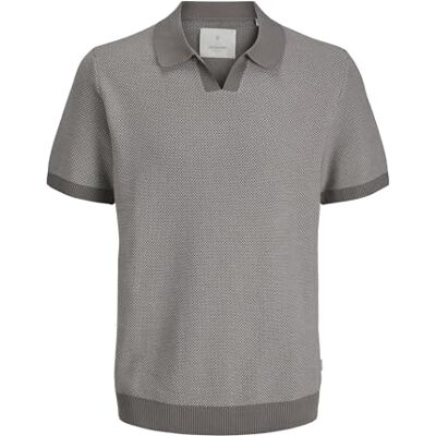 JACK & JONES herr Jprcceaston Knit delad hals Ss Sn, Steeple Grey, L JACK & JONES herr Jprcceaston Knit delad hals Ss Sn, Steeple Grey, L