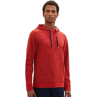 TOM TAILOR basic huvtröja för män i rymdutseende, 32436-sammet röd mjuk rymd, L TOM TAILOR basic huvtröja för män i rymdutseende, 32436-sammet röd mjuk rymd, L