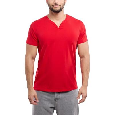 X RAY Herr mjuk stretch bomull kortärmad enfärgad smal passform slits v-ringad t-shirt, mode vardaglig t-shirt för män, Röd, S X RAY Herr mjuk stretch bomull kortärmad enfärgad smal passform slits v-ringad t-shirt, mode vardaglig t-shirt för män, Röd, S