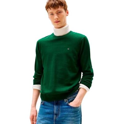 Tommy Hilfiger Essential SSNL bomull rund hals MW0MW3999 pullover tröja, grön, S, Grön (dekorativ grön ljung), S Tommy Hilfiger Essential SSNL bomull rund hals MW0MW3999 pullover tröja, grön, S, Grön (dekorativ grön ljung), S