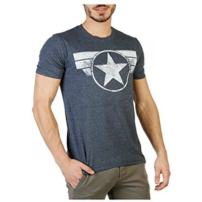 Marvel Captain America keps logo t-shirt för män, Marinblåmelange, M Marvel Captain America keps logo t-shirt för män, Marinblåmelange, M