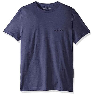 Nautica Kortärmad enfärgad T-shirt för män med rund hals, Blå indigo, M Nautica Kortärmad enfärgad T-shirt för män med rund hals, Blå indigo, M