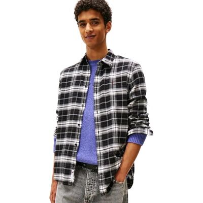 Tommy Jeans herr TJM REG flanellrutig skjorta EXT DM0DM22024, svart, L, Svart (svart/stor check), L Tommy Jeans herr TJM REG flanellrutig skjorta EXT DM0DM22024, svart, L, Svart (svart/stor check), L