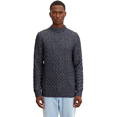 TOM TAILOR Herr Stickad tröja i melange-look 1033650, 13160 Knitted Navy Melange, M TOM TAILOR Herr Stickad tröja i melange-look 1033650, 13160 Knitted Navy Melange, M
