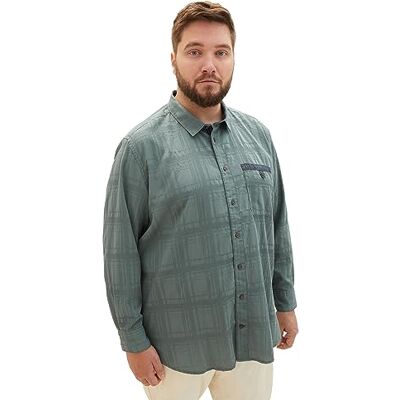 TOM TAILOR herr regular fit Dobby rutig skjorta med bröstficka, 19643-grönt damm, 3XL TOM TAILOR herr regular fit Dobby rutig skjorta med bröstficka, 19643-grönt damm, 3XL