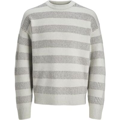 JACK & JONES JACK&JONES Jcospace randig stickad crew neck Sn, Högklackade ränder: gargoyle, M JACK & JONES JACK&JONES Jcospace randig stickad crew neck Sn, Högklackade ränder: gargoyle, M