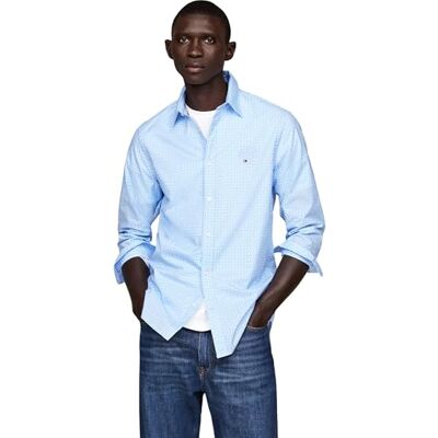 Tommy Hilfiger herr POPLIN tryck SF skjorta MW0MW36870, L/S skjorta, blå, XXXL, Blå (kärl blå/optisk vit), 3XL Tommy Hilfiger herr POPLIN tryck SF skjorta MW0MW36870, L/S skjorta, blå, XXXL, Blå (kärl blå/optisk vit), 3XL