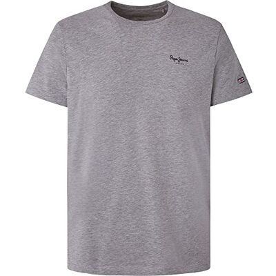 Pepe Jeans London Original Basic 3N Herr Slim Fit T-Shirt, Bomull Elastan Crew Neck Kortärmad T-shirt med Logga, Marlgrå Pepe Jeans London Original Basic 3N Herr Slim Fit T-Shirt, Bomull Elastan Crew Neck Kortärmad T-shirt med Logga, Marlgrå