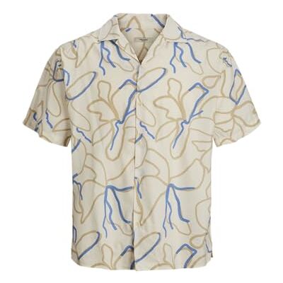 JACK & JONES Jprbladrew Print Resort Shirt S/S Ln, Marina, XL JACK & JONES Jprbladrew Print Resort Shirt S/S Ln, Marina, XL
