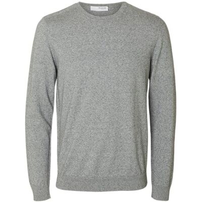 SELECTED HOMME stickad tröja för män, långärmad, Ljusgrå melange, XL SELECTED HOMME stickad tröja för män, långärmad, Ljusgrå melange, XL