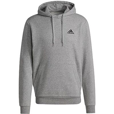 adidas herr Tröja med huva Essentials Fleece Hoodie, medium grey heather/black, S adidas herr Tröja med huva Essentials Fleece Hoodie, medium grey heather/black, S