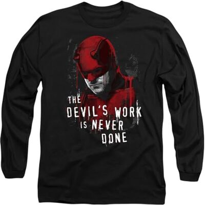 Marvel Unisex Daredevil Born Again The Devil's Work is Never Done unisex långärmad t-shirt, svart t-shirt, Svart, M Marvel Unisex Daredevil Born Again The Devil's Work is Never Done unisex långärmad t-shirt, svart t-shirt, Svart, M