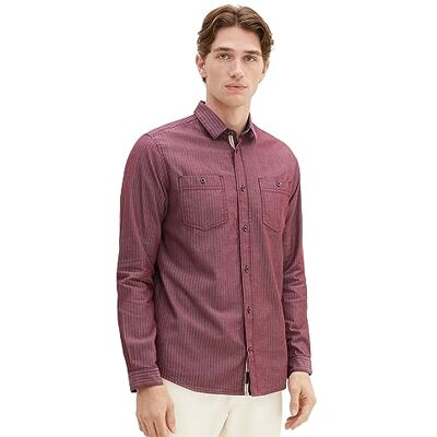 TOM TAILOR Herrskjorta, 32323 – Röd fiskbensstruktur, XL TOM TAILOR Herrskjorta, 32323 – Röd fiskbensstruktur, XL